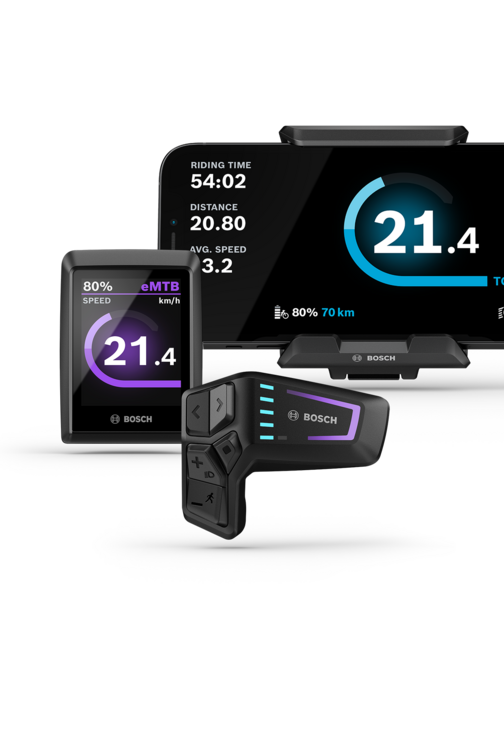 Bosch Kiox 300 display, LED remote and SmartphoneGrip on a handlebar