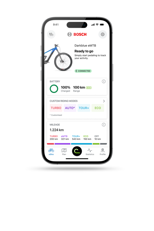 Bosch eBike Flow app home screen on a smartphone